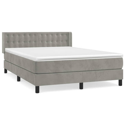 Box Spring Postel S Matrací Samet Světle Šedá