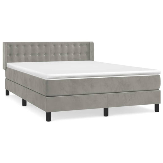 Box Spring Postel S Matrací Samet Světle Šedá
