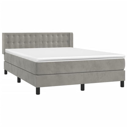 Box Spring Postel S Matrací Samet Světle Šedá