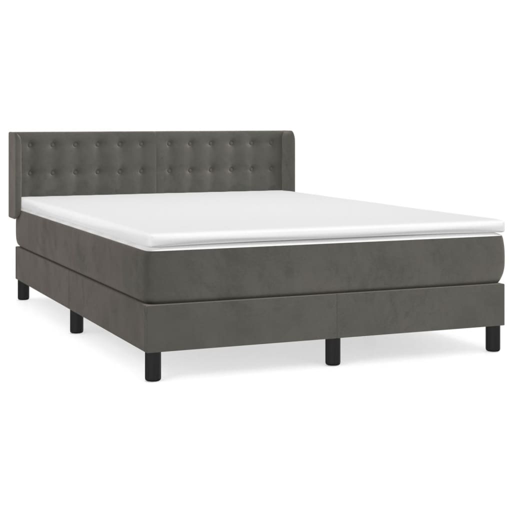 Box Spring Postel S Matrací Samet Tmavě Šedá