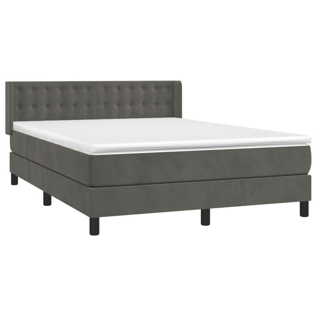 Box Spring Postel S Matrací Samet Tmavě Šedá