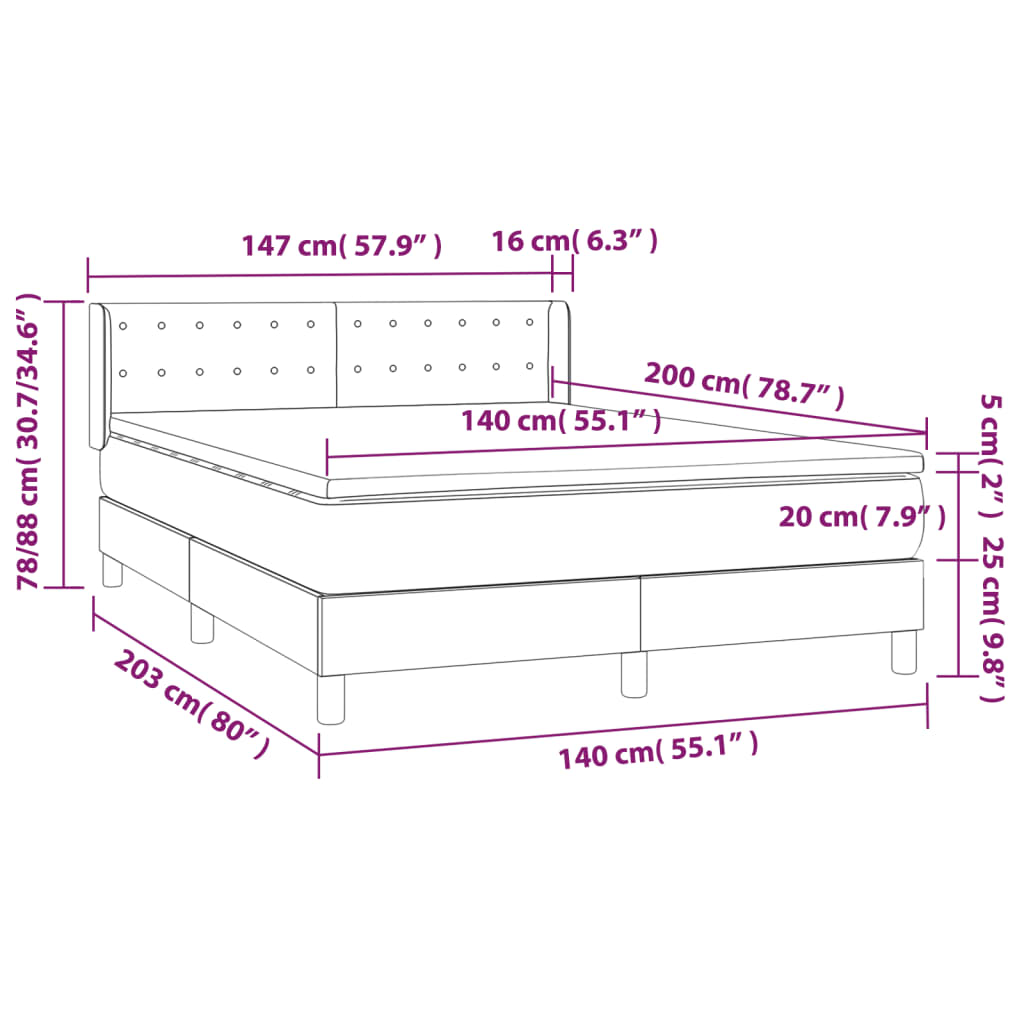 Box Spring Postel S Matrací Samet Tmavě Šedá