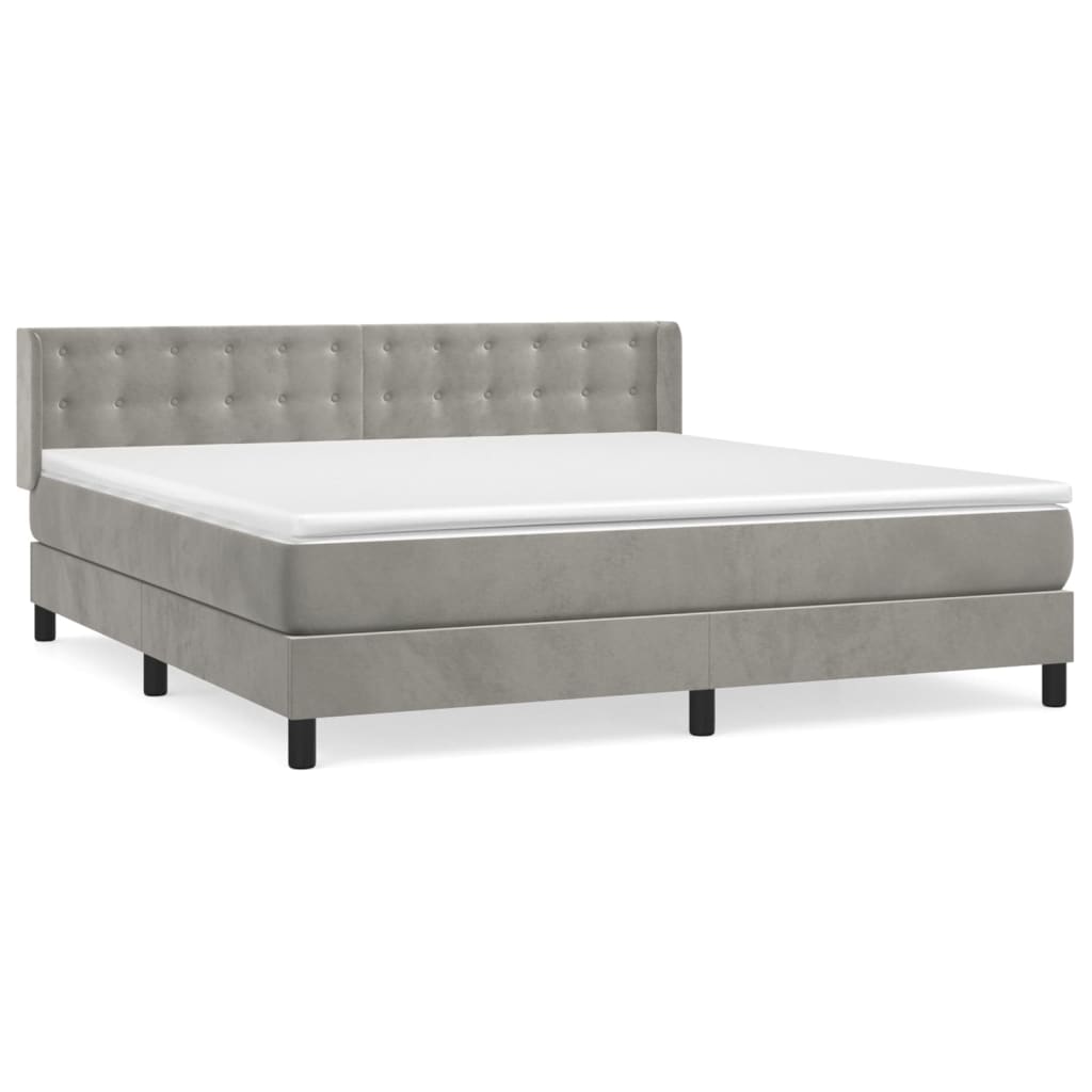 Box Spring Postel S Matrací Samet Světle Šedá