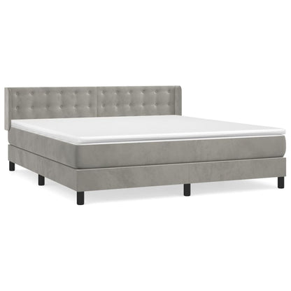 Box Spring Postel S Matrací Samet Světle Šedá