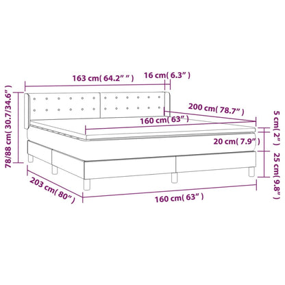 Box Spring Postel S Matrací Samet Světle Šedá
