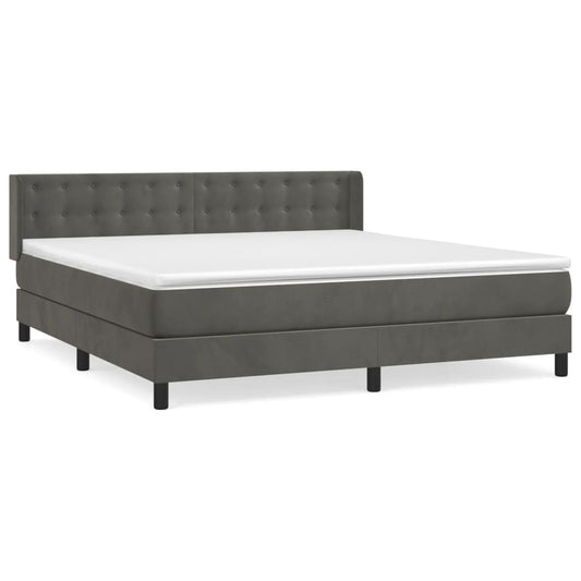 Box Spring Postel S Matrací Samet Tmavě Šedá