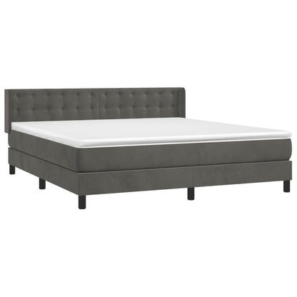 Box Spring Postel S Matrací Samet Tmavě Šedá