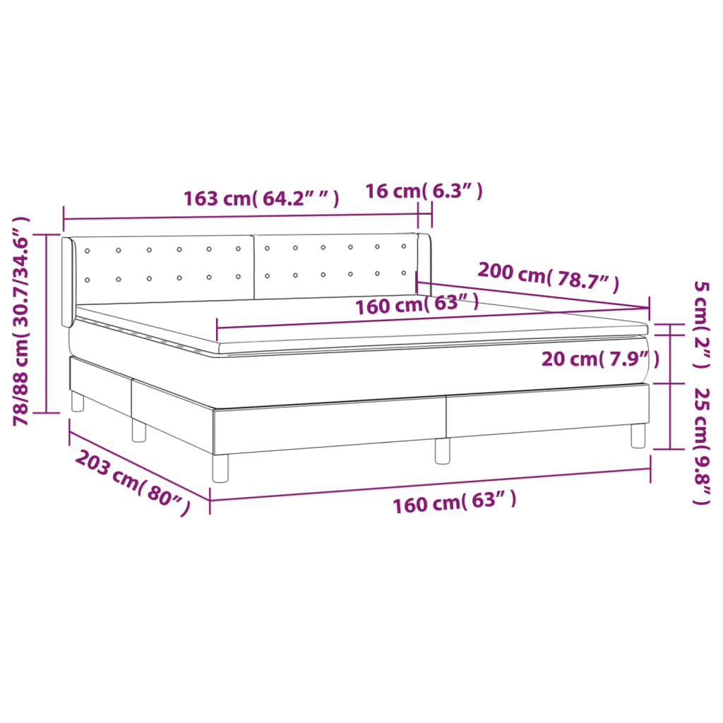 Box Spring Postel S Matrací Černá Samet Černá