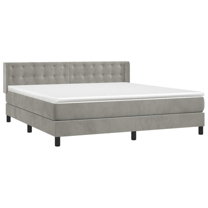 Box Spring Postel S Matrací Samet Světle Šedá