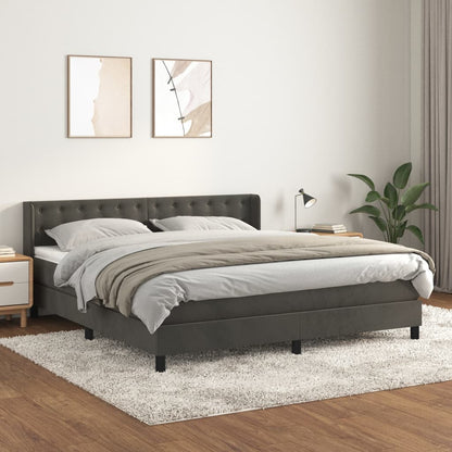 Box Spring Postel S Matrací Samet Tmavě Šedá