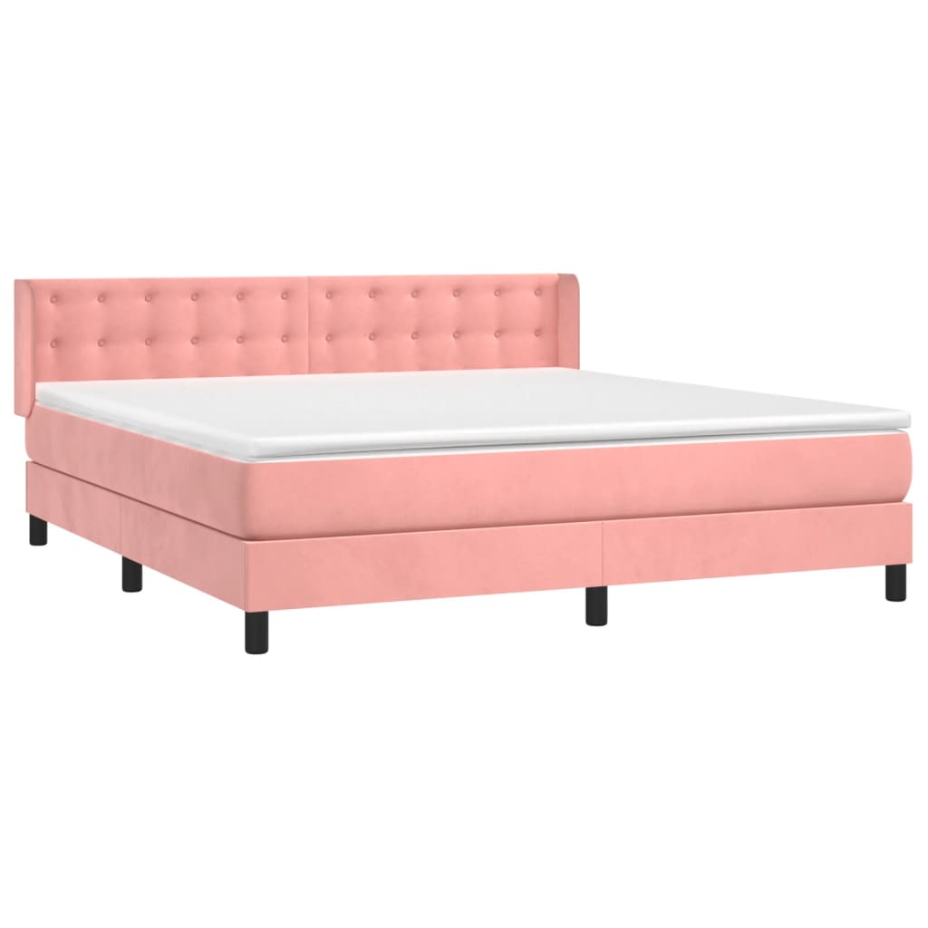 Box Spring Postel S Matrací Samet Růžová