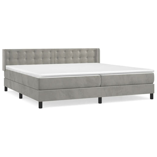 Box Spring Postel S Matrací Samet Světle Šedá