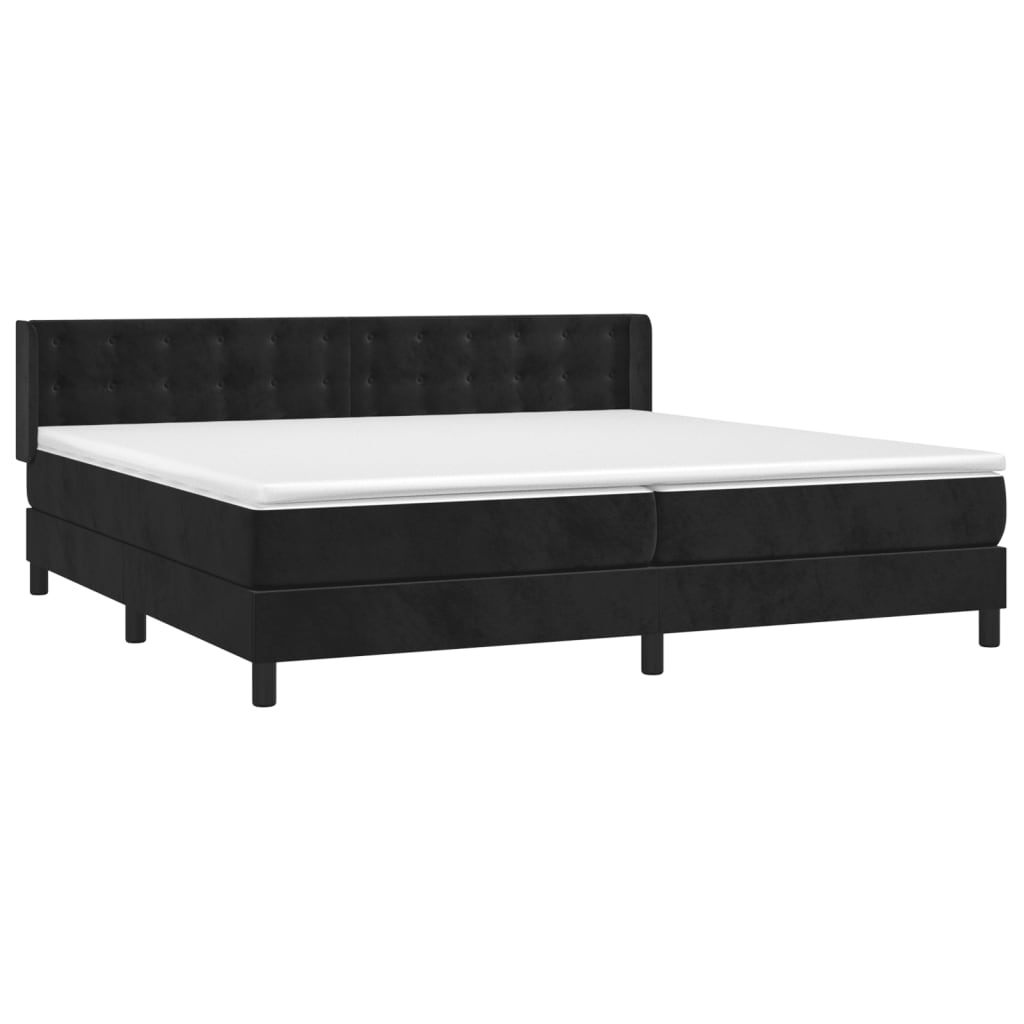 Box Spring Postel S Matrací Černá Samet Černá