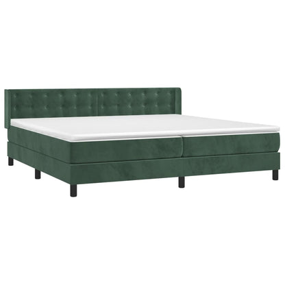 Box Spring Postel S Matrací Samet Tmavě Zelená