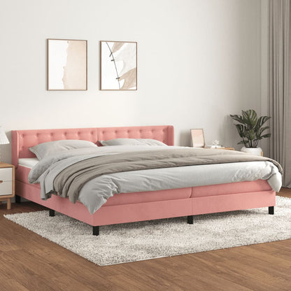 Box Spring Postel S Matrací Samet Růžová