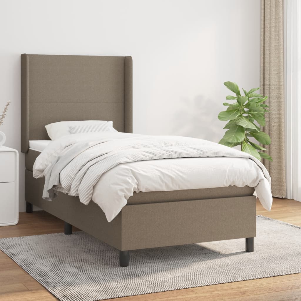 Box Spring Postel S Matrací Taupe 90X190 Cm Textil