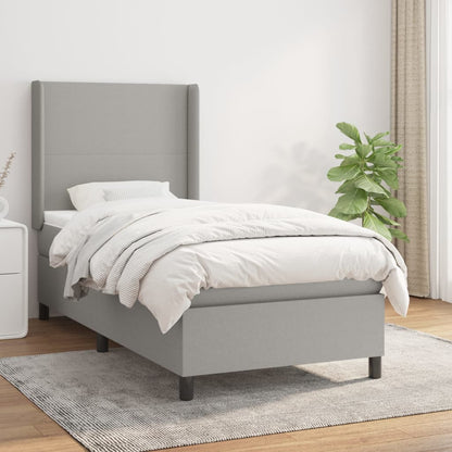Box Spring Postel S Matrací Textil Světle Šedá