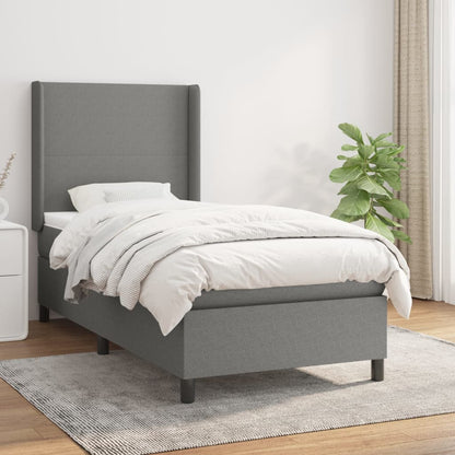 Box Spring Postel S Matrací Textil Tmavě Šedá