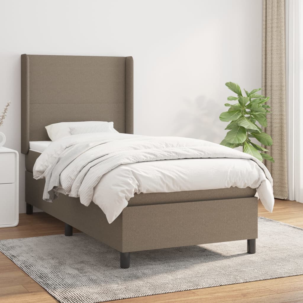 Box Spring Postel S Matrací Taupe 100 X 200 Cm Textil