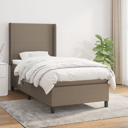 Box Spring Postel S Matrací Taupe 100 X 200 Cm Textil