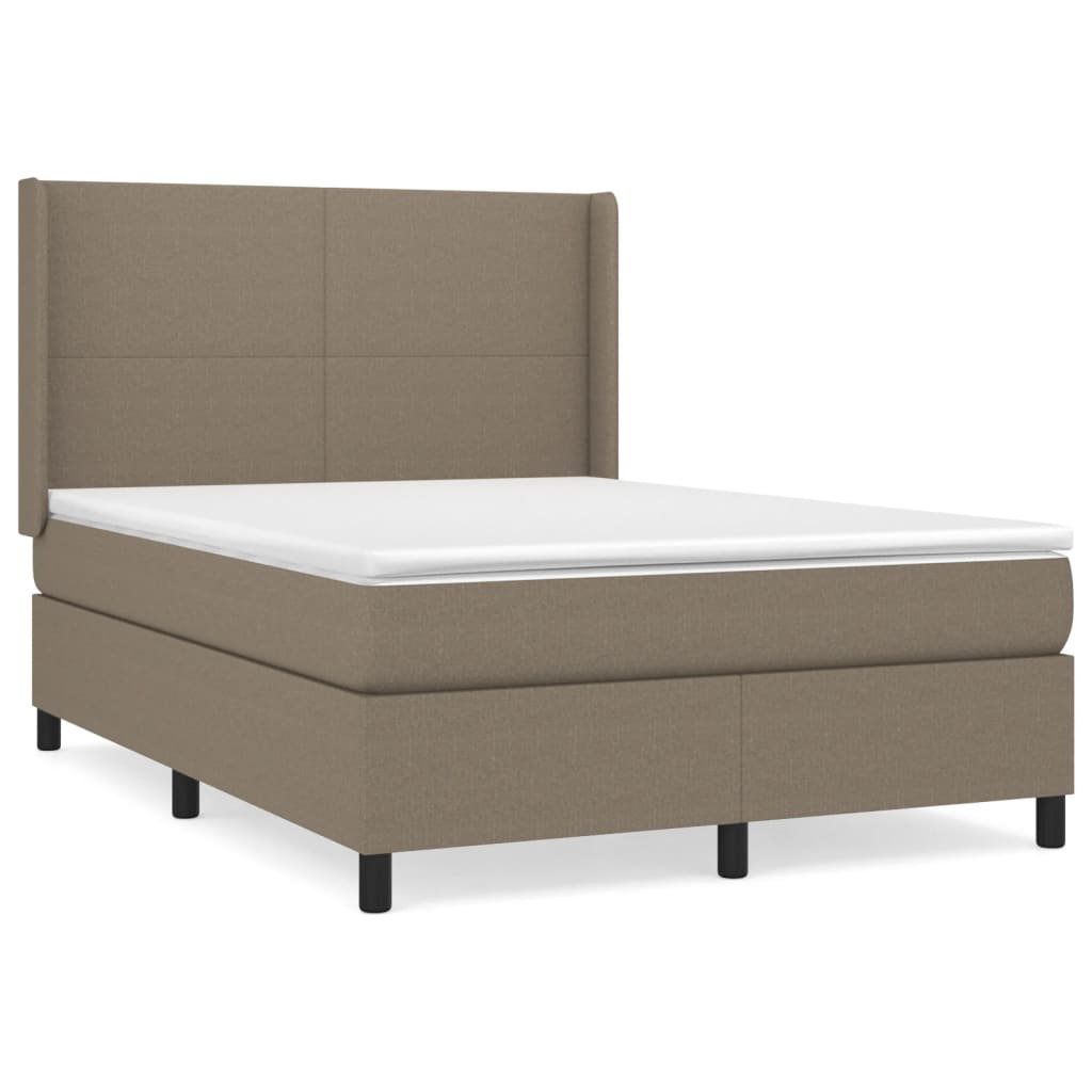 Box Spring Postel S Matrací Taupe 140X190 Cm Textil