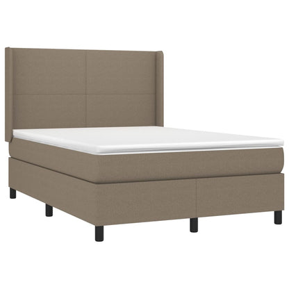 Box Spring Postel S Matrací Taupe 140X190 Cm Textil