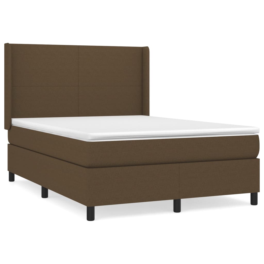 Box Spring Postel S Matrací Tmavě Hnědá 140X200 Cm Textil