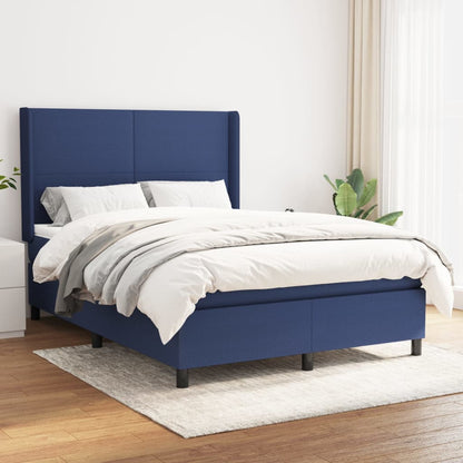 Box Spring Postel S Matrací Textil Modrá