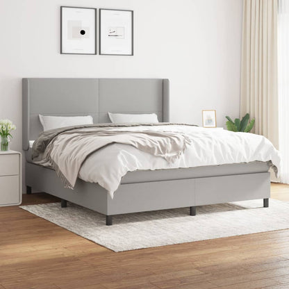 Box Spring Postel S Matrací Textil Světle Šedá
