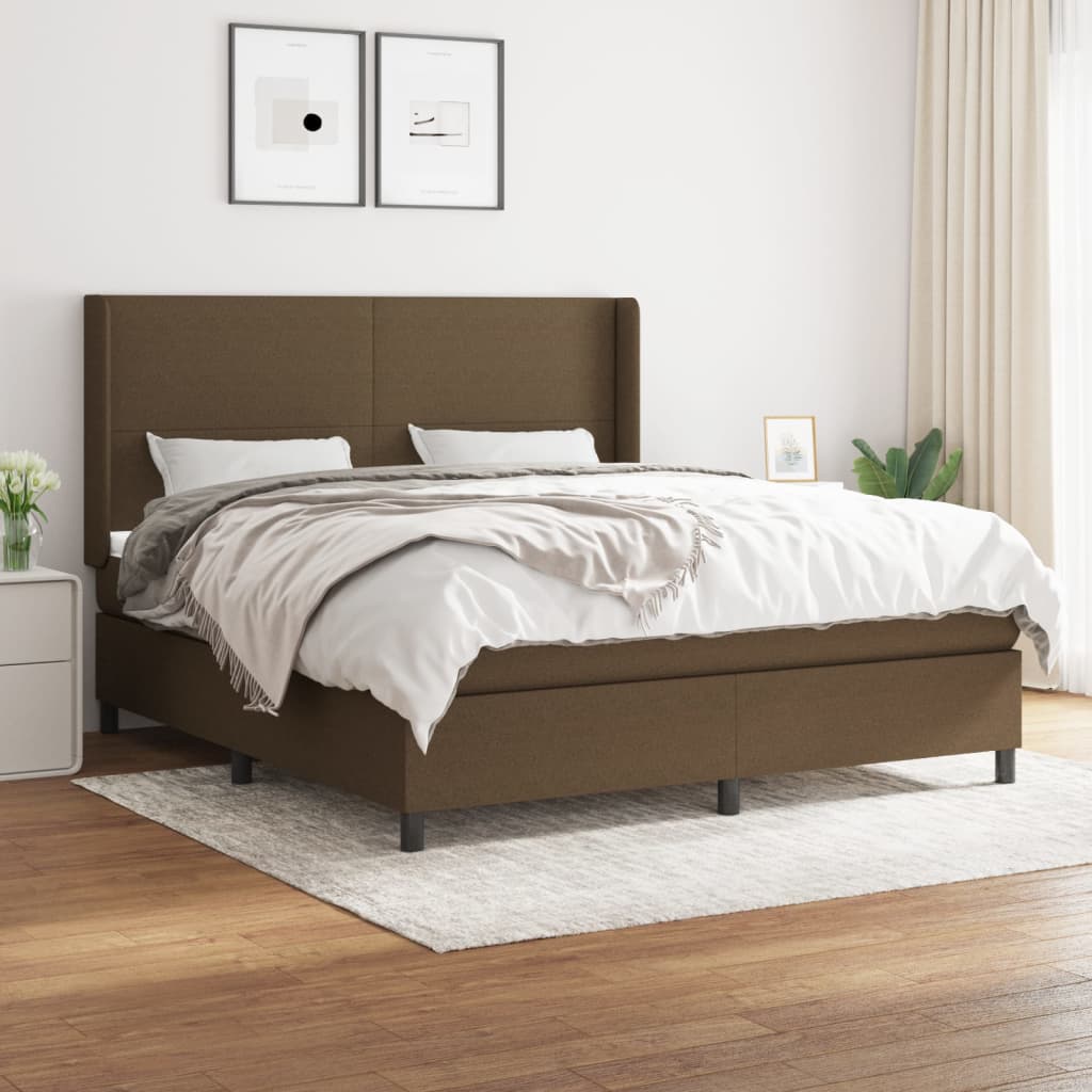 Box Spring Postel S Matrací Tmavě Hnědá 180X200 Cm Textil