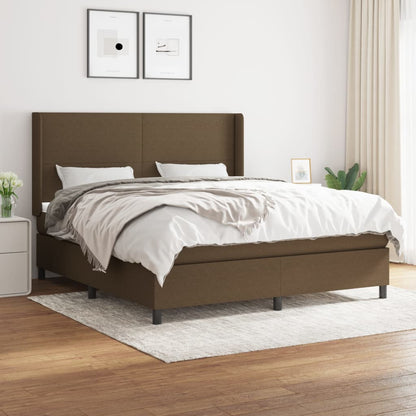 Box Spring Postel S Matrací Tmavě Hnědá 180X200 Cm Textil