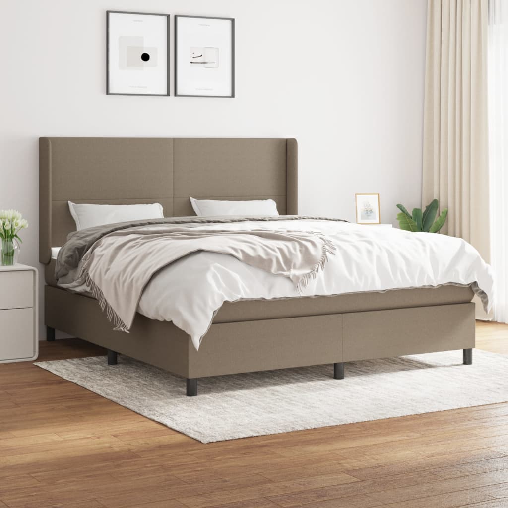 Box Spring Postel S Matrací Taupe 180X200 Cm Textil