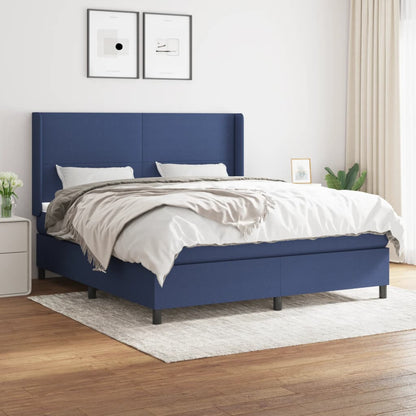 Box Spring Postel S Matrací Textil Modrá