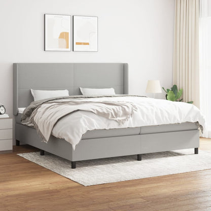 Box Spring Postel S Matrací Textil Světle Šedá