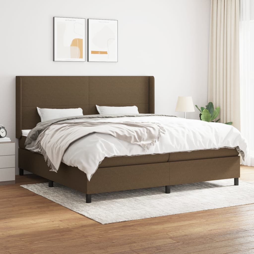 Box Spring Postel S Matrací Tmavě Hnědá 200X200 Cm Textil