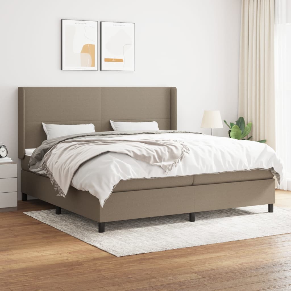 Box Spring Postel S Matrací Taupe 200X200 Cm Textil