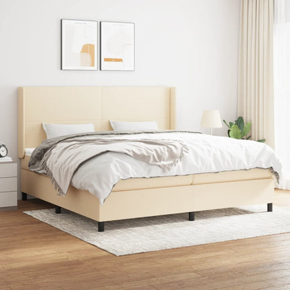 Box Spring Postel S Matrací Textil Krémová