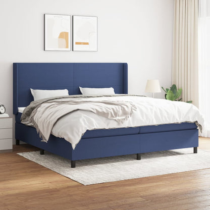 Box Spring Postel S Matrací Textil Modrá
