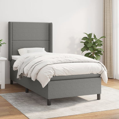 Box Spring Postel S Matrací Textil Tmavě Šedá