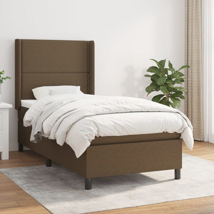 Box Spring Postel S Matrací Tmavě Hnědá 90X200 Cm Textil