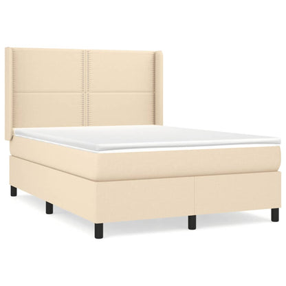 Box Spring Postel S Matrací Textil Krémová