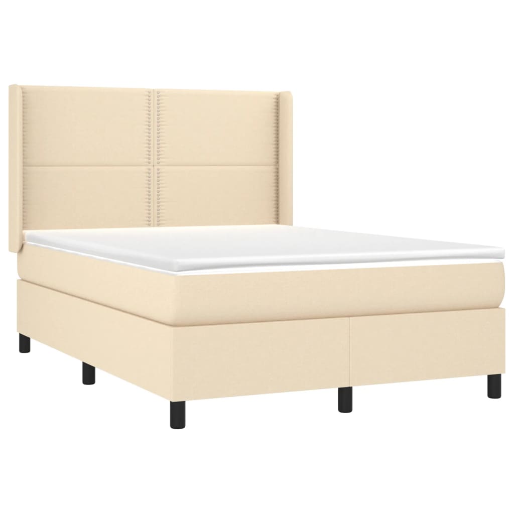 Box Spring Postel S Matrací Textil Krémová
