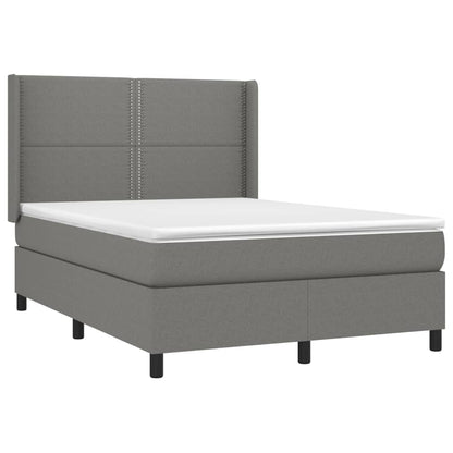 Box Spring Postel S Matrací Textil Tmavě Šedá