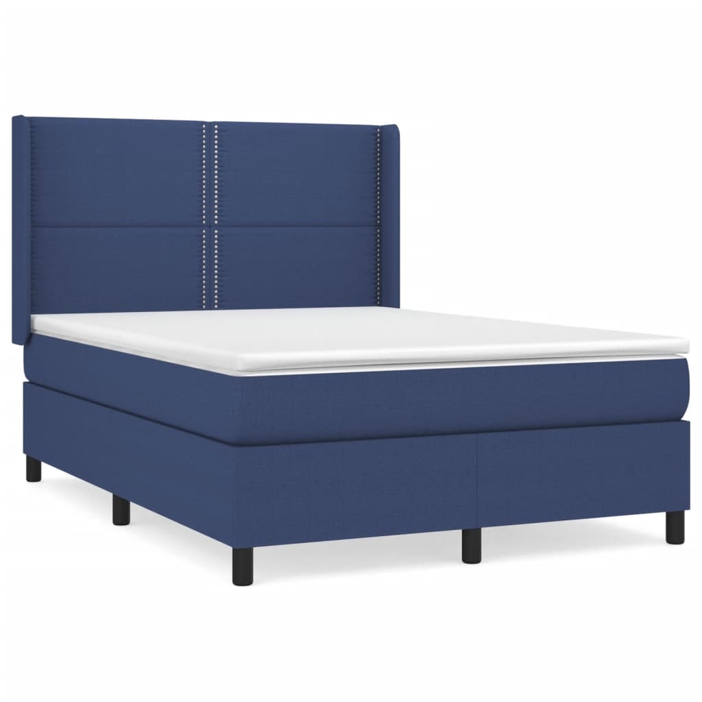 Box Spring Postel S Matrací Textil Modrá