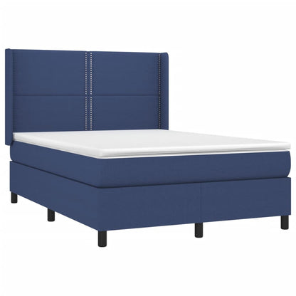 Box Spring Postel S Matrací Textil Modrá