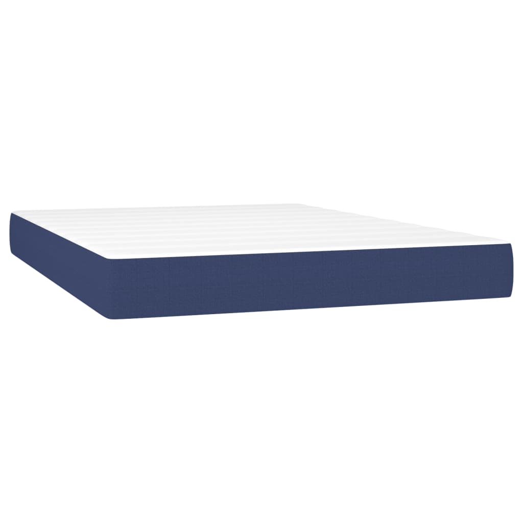 Box Spring Postel S Matrací Textil Modrá