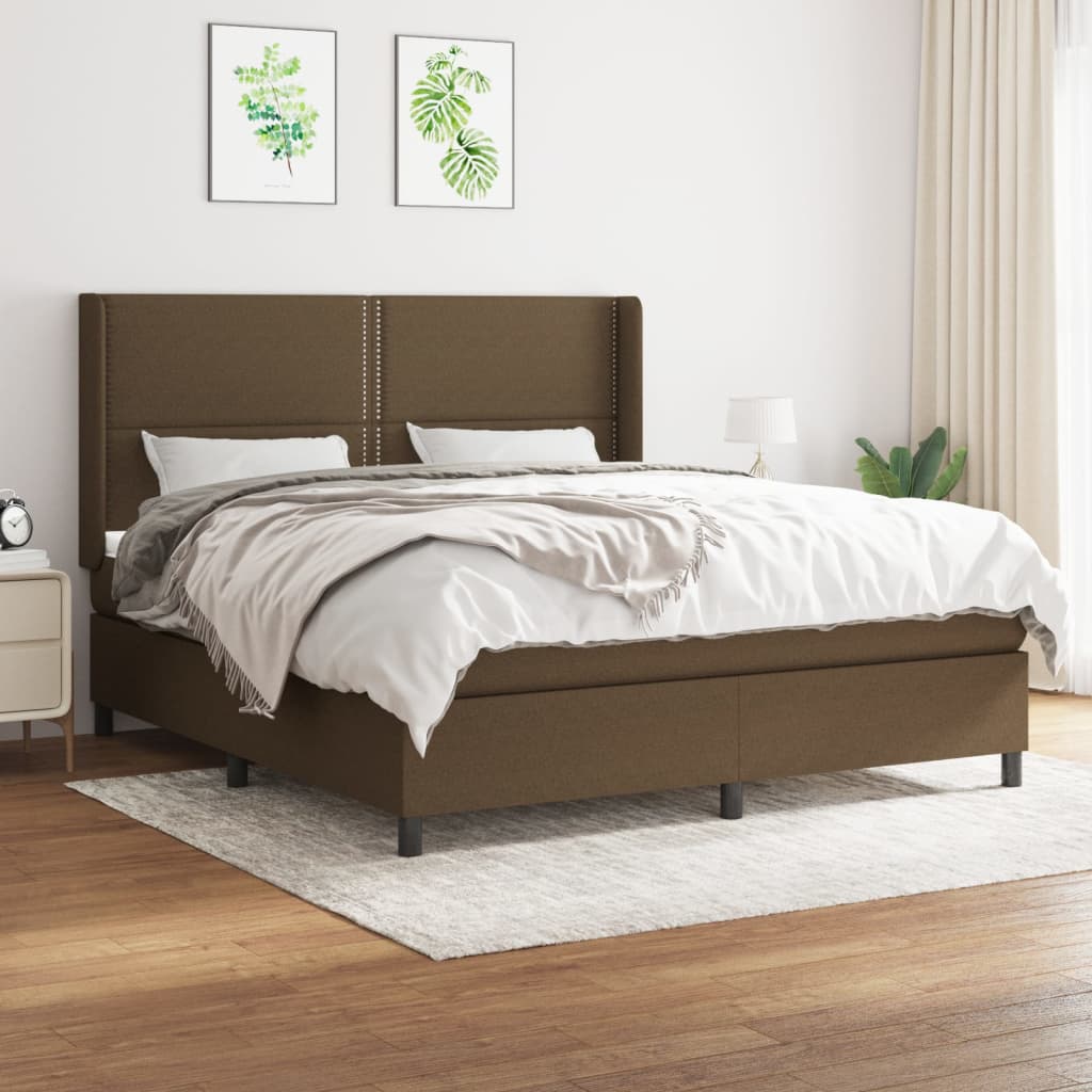 Box Spring Postel S Matrací Tmavě Hnědá 180X200 Cm Textil