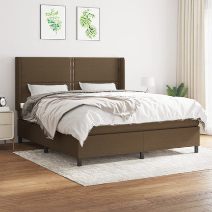 Box Spring Postel S Matrací Tmavě Hnědá 180X200 Cm Textil