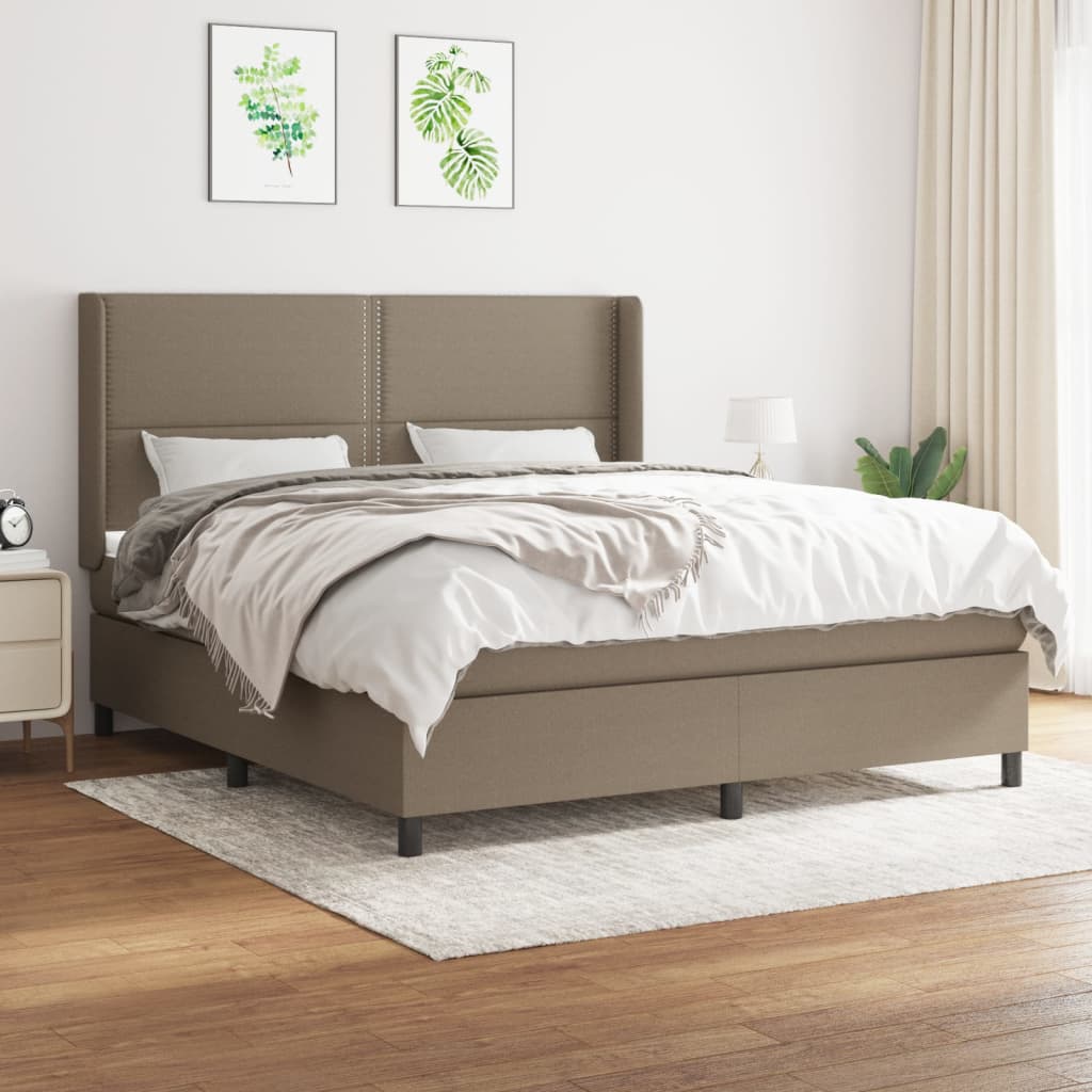 Box Spring Postel S Matrací Taupe 180X200 Cm Textil