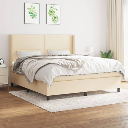 Box Spring Postel S Matrací Textil Krémová